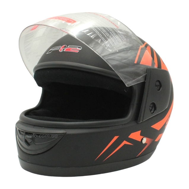 Мото шолом, закритий (XS 53-54) F2 "Speed", чорно-помаранчевий матовий (825-1) фото westvelo.com