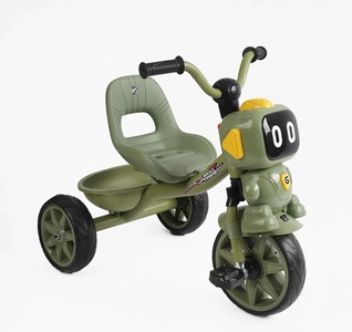 Дитячий велосипед 3-х колісний EVA (піна) Best Trike колеса 10-8, «Робот» BS-50570 хакі, сталева рама, УКР.ОЗВУЧУВАННЯ, кошик