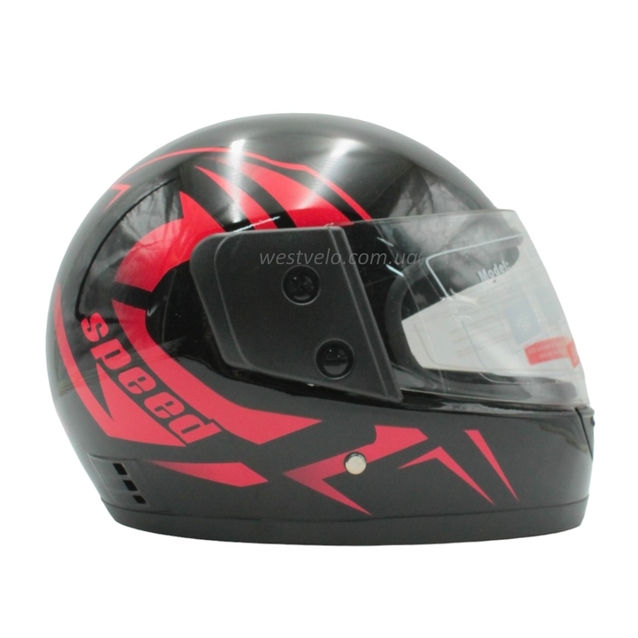 Мото шолом, закритий (XS 53-54) F2 "Speed", чорно-червоний глянець (825-1) фото westvelo.com