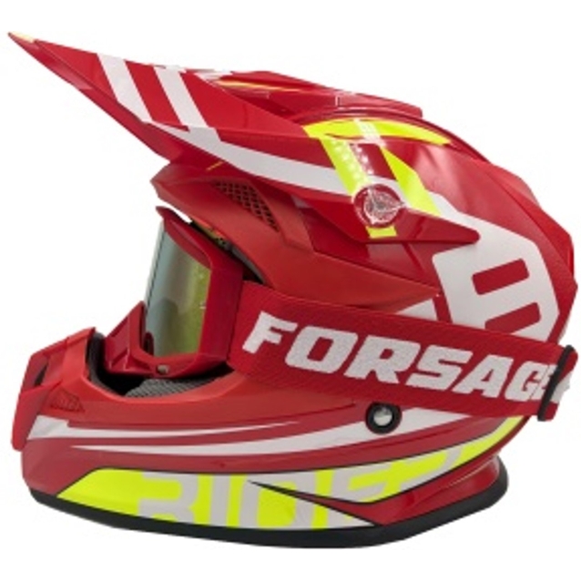 Шолом, закритий крос/ендуро (L) АТV Forsage Rider  033 червоний глянець з дашком + окуляри