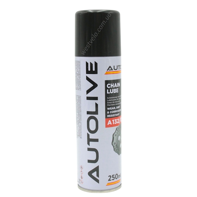 Мастило "CHAIN LUBE" для ланцюгів AUTOLIVE напівсинтетичне (аерозоль) 250мл. Мото-вело. фото westvelo.com