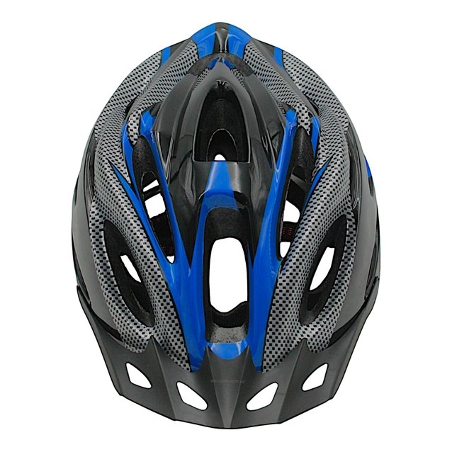 Вело шолом "Carbon" з мигалкою сіро-синій. принт 2 фото westvelo.com