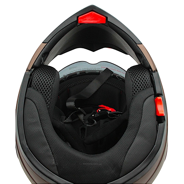 Мото шолом, трансформер (S) (55-56см) VLAND 158 бронзовий матовий  з відкидними окулярами фото westvelo.com