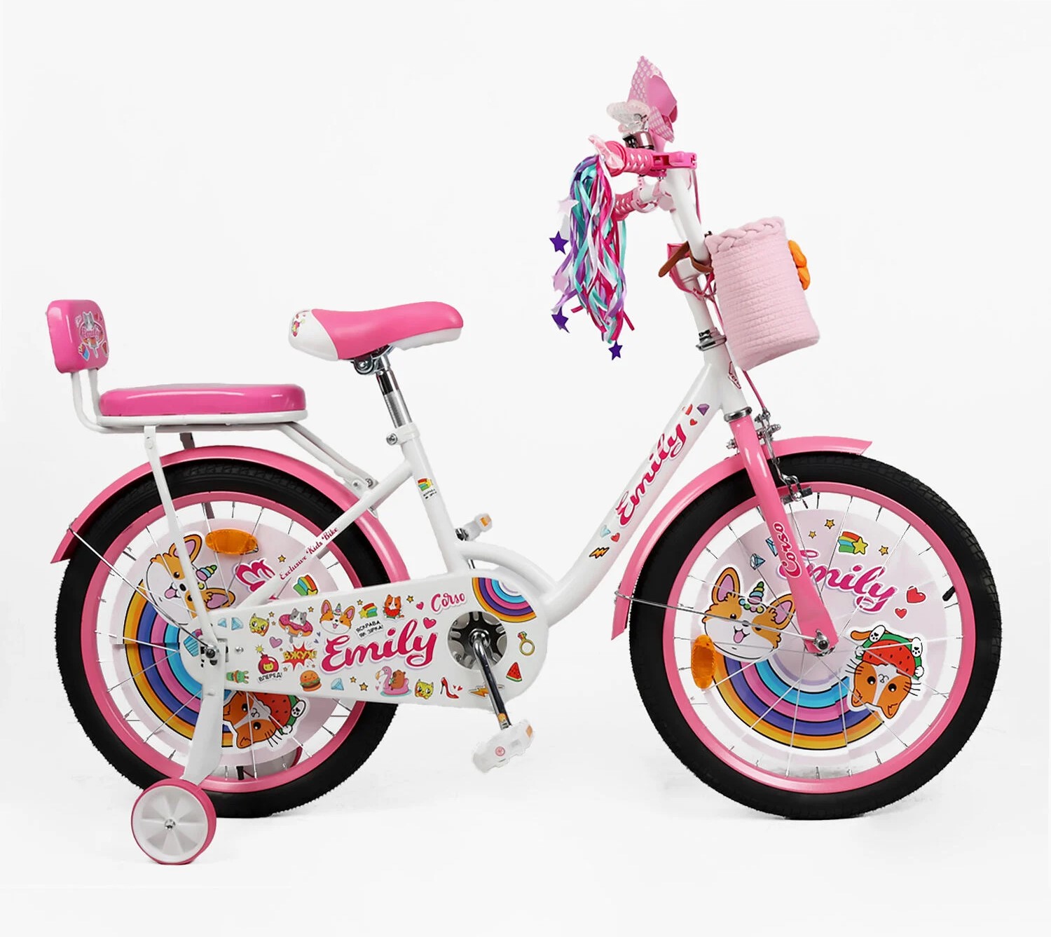 ピンクとホワイトのチェック柄チャーム Купити Дитячий велосипед 20 ST Corso «EMILY» ML-76599 біло-рожевий
